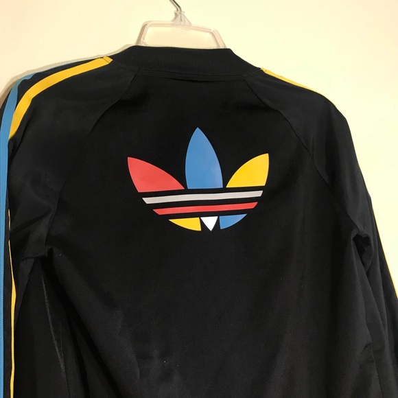 Primary Three Stripe Adidas Bomber Jacket - Picture 3 of 5